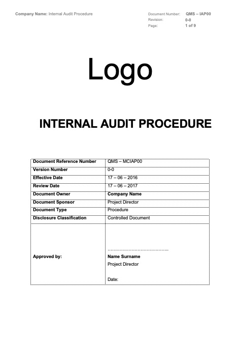 Internal Audit Procedure Rev 0-0
